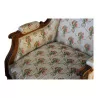 张路易十六风格的胡桃木躺椅，布面覆盖 - Moinat - 扶手椅