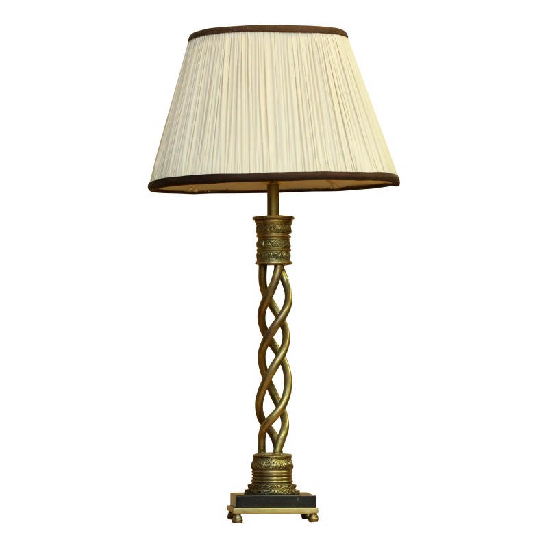 Chiseled bronze twisted lamp with marble base and - Moinat - Table lamps Chiseled bronze twisted lamp with marble base and - Moinat - Table lamps