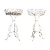 Pair of white painted wrought iron planters with a wooden tray … - Moinat - Exterior planters