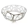 Pair of white painted wrought iron planters with a wooden tray … - Moinat - Exterior planters