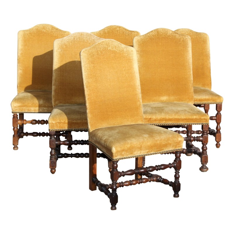 Series of 6 Louis XIII chairs in walnut, upholstered seats and … - Moinat - Chairs Series of 6 Louis XIII chairs in walnut, upholstered seats and … - Moinat - Chairs