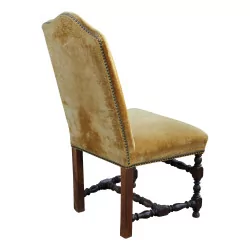 Серия из 6 стульев в стиле Людовика XIII из орехового дерева, с мягкими сиденьями и …
