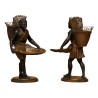 Paire de porteurs noirs, homme et femme en bronze doré et - Moinat - Bronzes