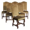 Série de 6 chaises de style Louis XIV en noyer recouvertes de … - Moinat - Chaises