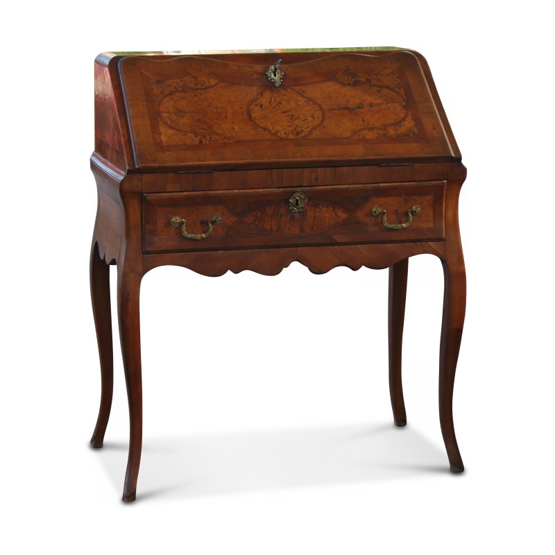 Bureau dos d'âne Louis XV en bois fruitier marqueté avec … - Moinat - Bureaux cylindre, à abattant, Secrétaires