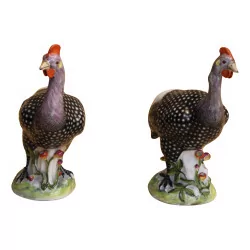 Pair of porcelain guinea fowl, probably from Saxony in …