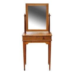 Coiffeuse Directoire en noyer blond. 1 tiroir sur le bas et un