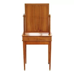 Directoire dressing table in blond walnut. 1 drawer on the bottom and a