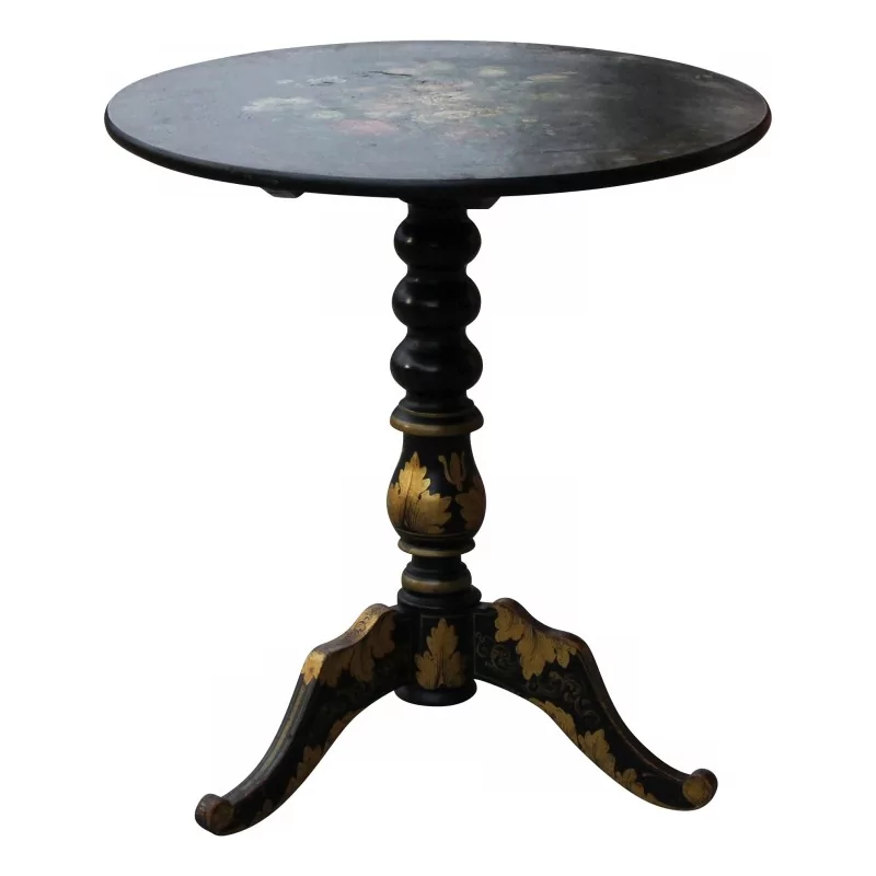 Guéridon Napoléon III à pied central en bois laqué noir avec - Moinat - Bouts de canapé, Bouillottes, Chevets, Guéridons Guéridon Napoléon III à pied central en bois laqué noir avec - Moinat - Bouts de canapé, Bouillottes, Chevets, Guéridons