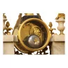 White marble mantel clock, richly decorated with … - Moinat - Table clocks