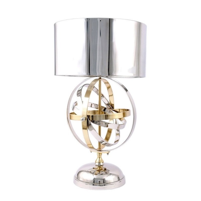 Armillary Sphere Lamp in steel and gilded and chromed aluminium. - Moinat - Table lamps Armillary Sphere Lamp in steel and gilded and chromed aluminium. - Moinat - Table lamps