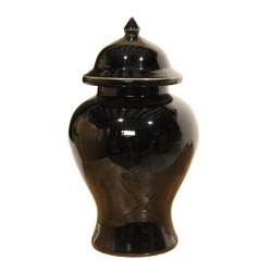 Kräutertopf aus chinesischem Porzellan in schwarz.