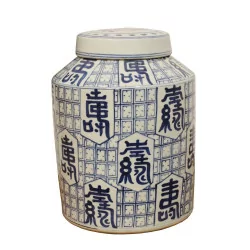 Pot à herbes en porcelaine chinoise avec motif bleu et blanc