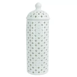 White Chinese porcelain herb pot with openwork pattern