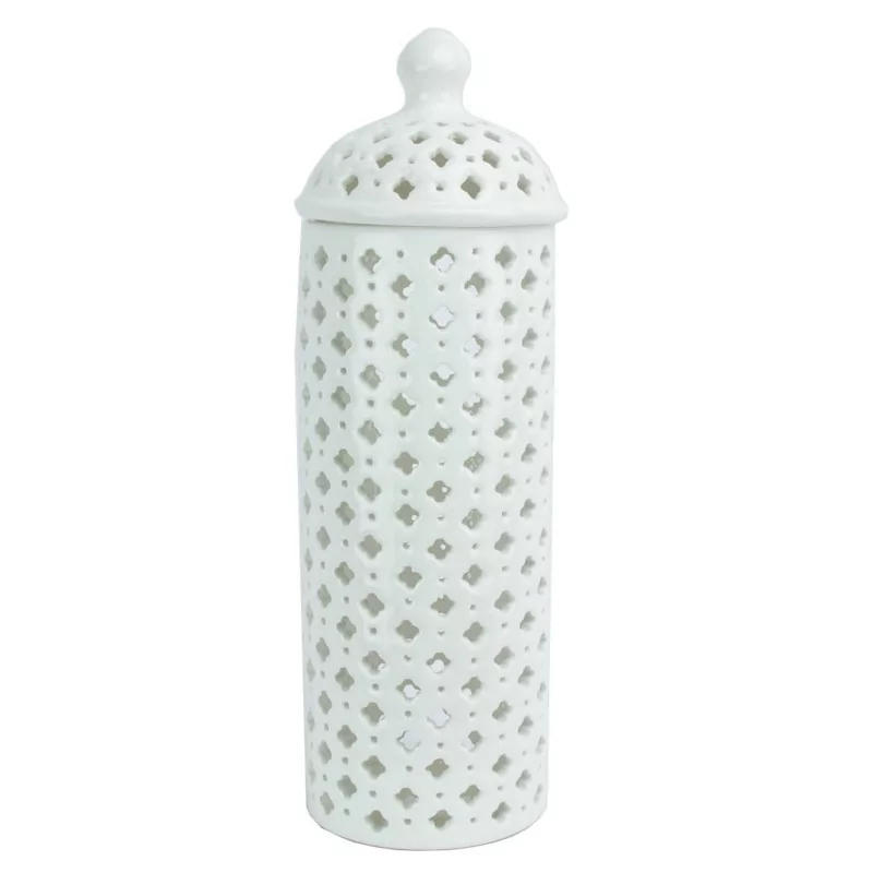 weißer Kräutertopf aus chinesischem Porzellan mit durchbrochenem Muster - Moinat - Schachtel, Urnen, Vasen