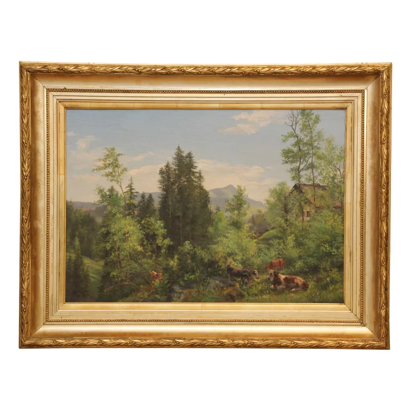картина маслом на холсте, горный пейзаж с коровами, … - Moinat - Картины - Пейзаж