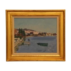 Ölgemälde auf Leinwand, das die Kais in Rolle an der …