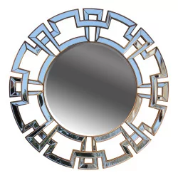 Grand miroir rond de style chinois avec verre biseauté au