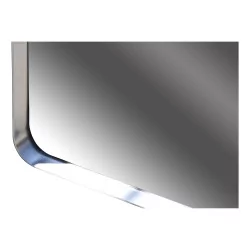 Large mirror with silver-coloured flat iron frame.