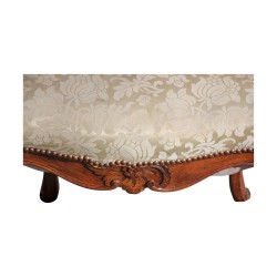 Carved, molded armchair, upholstered seat and back (caned