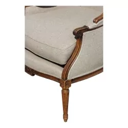 Paire de bergères Louis XVI en noyer