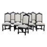 Set of 8 Louis XIV style chairs in black lacquered oak with … - Moinat - Chairs