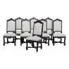 Set mit 8 Stühlen im Louis XIV-Stil aus schwarz lackierter Eiche mit … - Moinat - Stühle