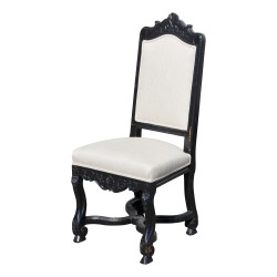 Set of 8 Louis XIV style chairs in black lacquered oak with …