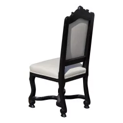 Lot de 8 chaises de style Louis XIV en chêne laqué noir avec …