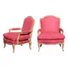 Pair of Louis XV style armchairs with bowl seats and … - Moinat - Armchairs