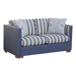 Canapé confortable modèle byMoinat recouvert de tissu bleu