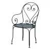 Armchair model Vichy in wrought iron with seat in sheet metal - Moinat - Heritage