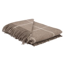 Plaid doux et délicat en laine de yack de couleur beige avec