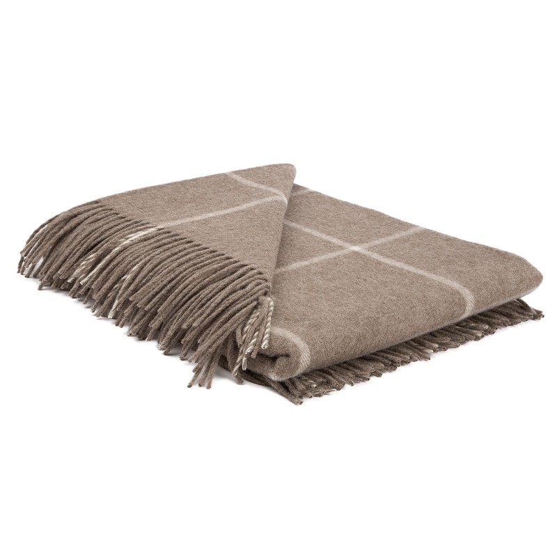 Plaid doux et délicat en laine de yack de couleur beige avec - Moinat - Couvertures, Plaids