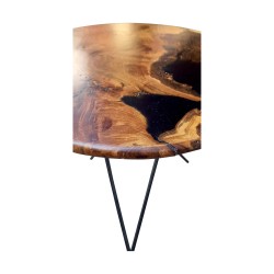 Petite table basse en orme et résine Epoxy noire, création
