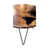 Petite table basse en orme et résine Epoxy noire, création - Moinat - Bouts de canapé, Bouillottes, Chevets, Guéridons
