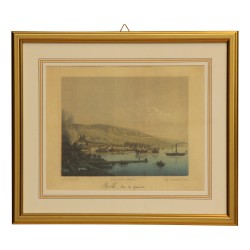 Reproduction of an engraving representing the edge of Lake Rolle