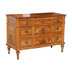 Louis XVI chest of drawers in walnut mounted on fir. Eastern France, …