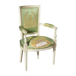 Louis XVI Directoire armchair with verdigris lacquered wood. …