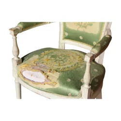 Louis XVI Directoire armchair with verdigris lacquered wood. …