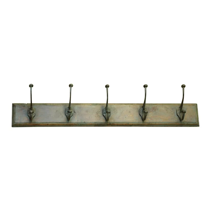 coat rack in green patinated wood with 5 hooks. - Moinat - Clothes racks, Closets, Umbrellas stands
