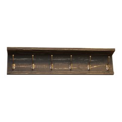 Schwarz lackierte Garderobe aus Holz mit 6 Haken und 1