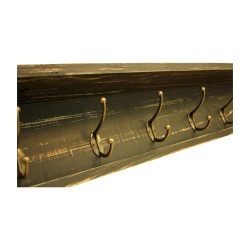 Schwarz lackierte Garderobe aus Holz mit 6 Haken und 1