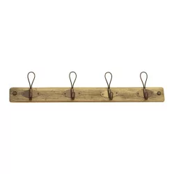 wooden coat rack with 4 hooks.