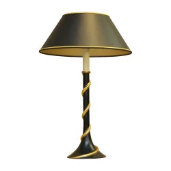 Black and gold twisted lamp.