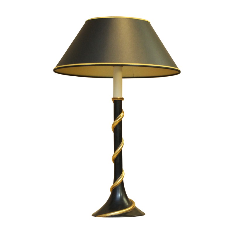 Black and gold twisted lamp. - Moinat - Table lamps Black and gold twisted lamp. - Moinat - Table lamps