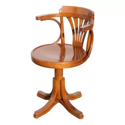 Office swivel chair in glossy wood.