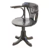 Swivel office chair in glossy black lacquered wood. - Moinat - Armchairs