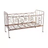 Rusty wrought iron crib. Bedding: L138 x D58 cm - Moinat - Bed frames
