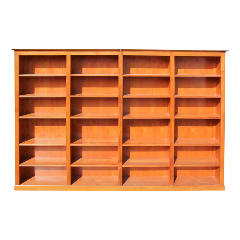 Large bookcase in stained cherry wood with fixed shelving. 2 … - Moinat - Bookshelves, Bookcases, Curio cabinets, Vitrines